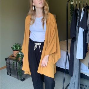 Wide Sleeve Orange Flowy Cardigan